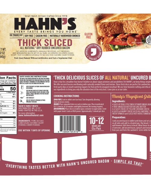 Thick Sliced All Natural Dry Rubbed Uncured Bacon