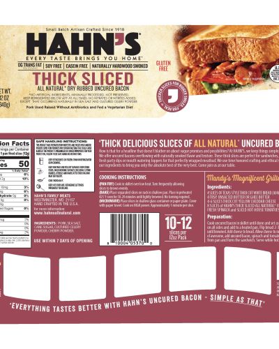 Thick Sliced All Natural Dry Rubbed Uncured Bacon