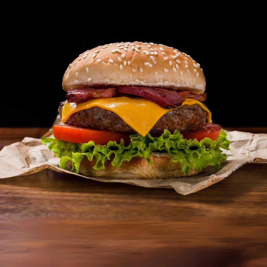 Maple Bourbon Dry Rubbed Bacon BLT Burger